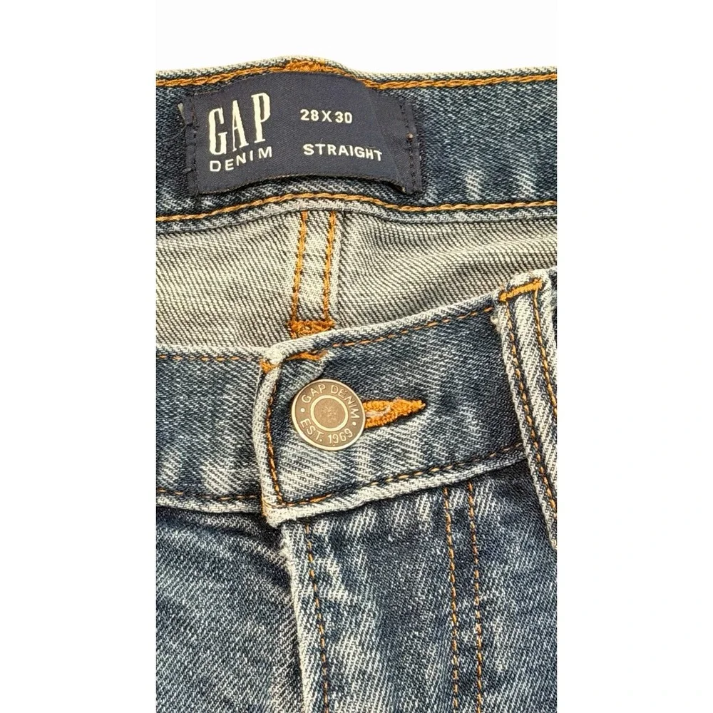 GAP Men's Straight Leg Jeans Size Blue Stretch Denim Mid Rise‎ 28x30